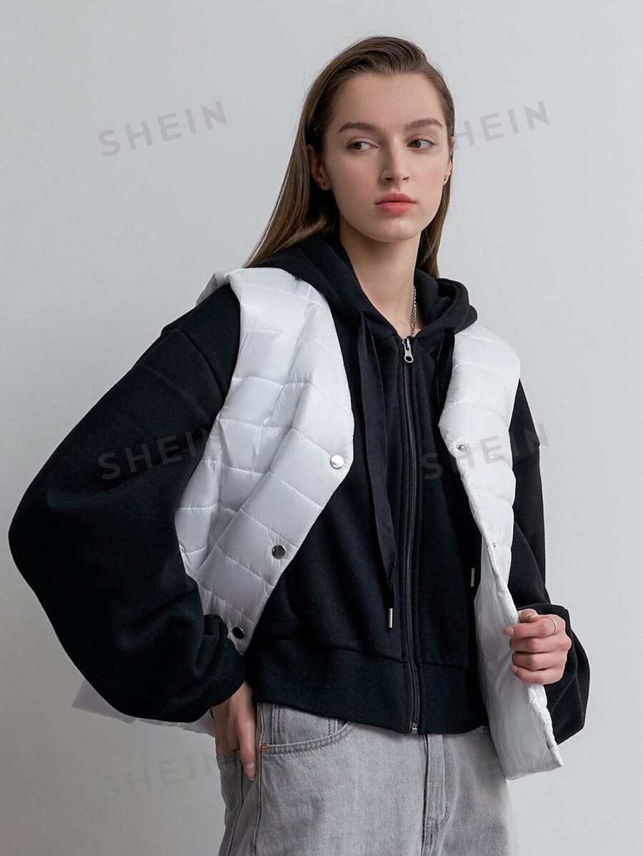 SHEIN COLDBREAK Abrigo acolchado con botón delantero sin manga