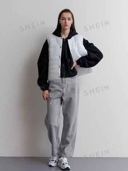 SHEIN COLDBREAK Abrigo acolchado con botón delantero sin manga