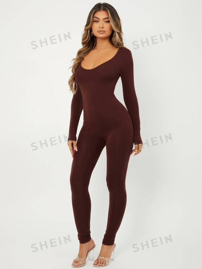 SHEIN SXY Mono unitard de cuello scoop Mujer