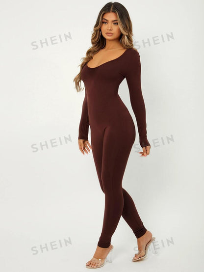 SHEIN SXY Mono unitard de cuello scoop Mujer