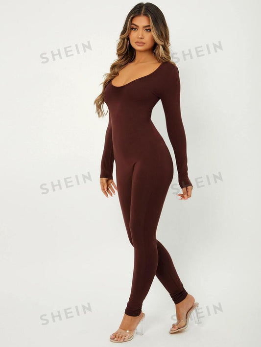 SHEIN SXY Mono unitard de cuello scoop Mujer